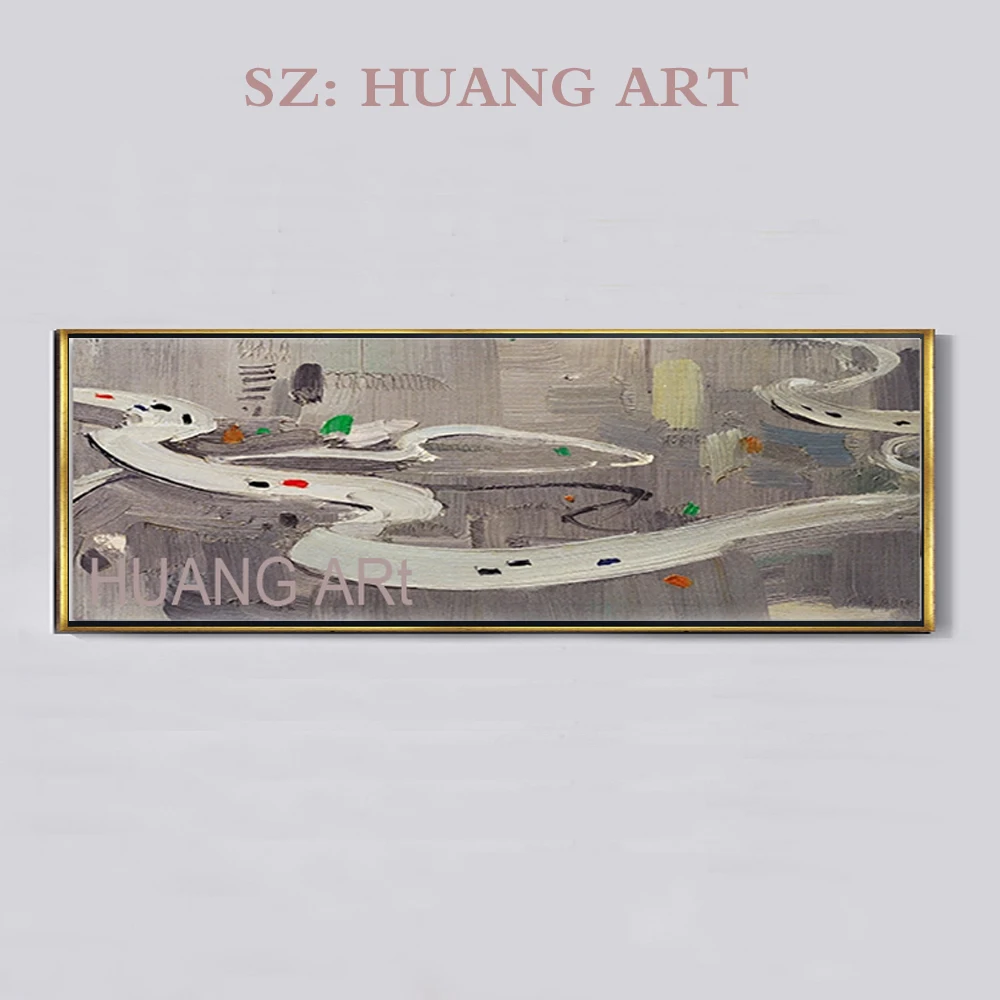

Hand-painted oil painting modern fashion impression of highway bridge car to car to hotel decorated hall large murals of the sof