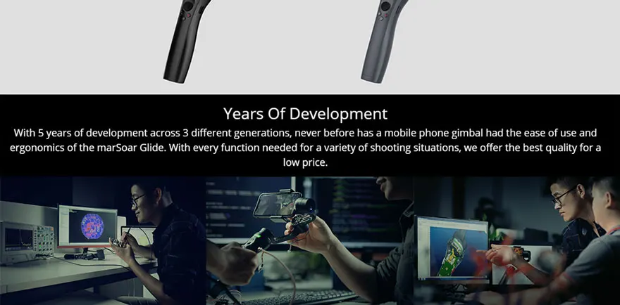 Official Emax Marsoar Glide 3-Axis Handheld Gimbal Stabilizer For Mobile Phones with tripod and strap