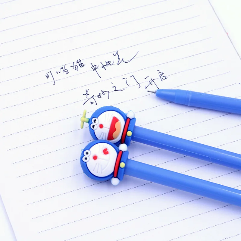 2 шт. Kawaii 0,5 мм Doraemon мультфильм черные чернила гелевая ручка для девочек и мальчиков школьные офисные канцтовары, шариковая ручка ручки поставки
