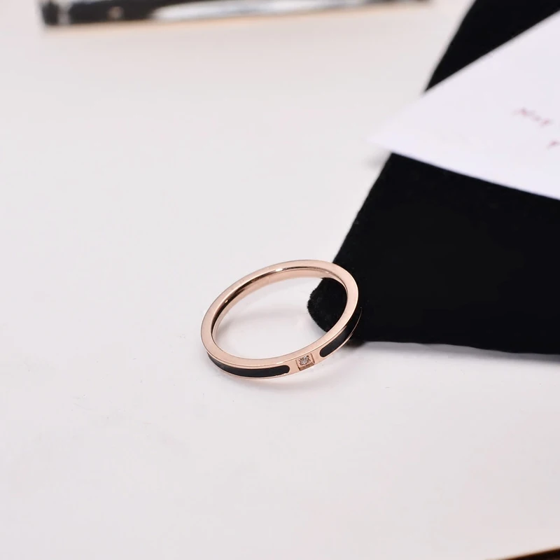 YUN RUO Топ бренд черный белый циркон хрустальные кольца для женщин девушек