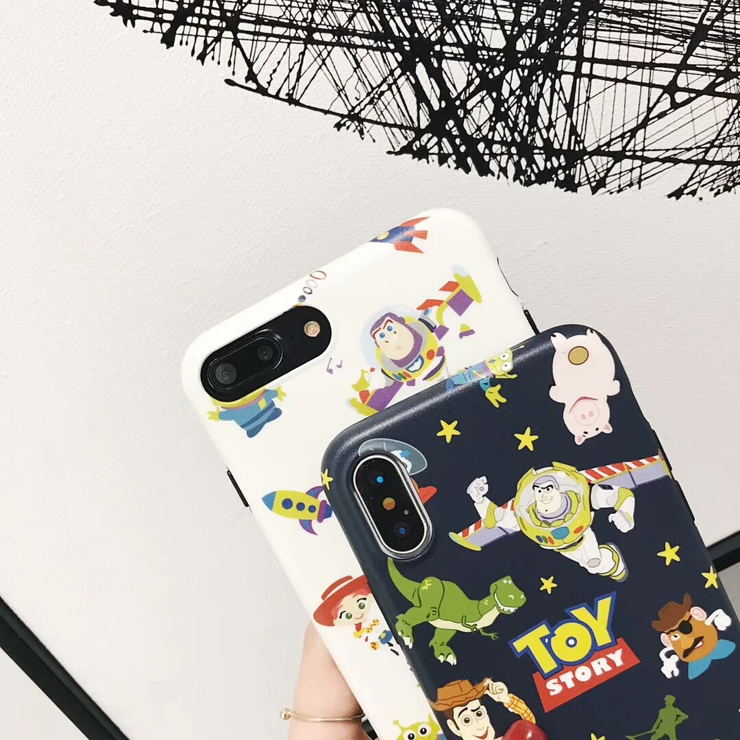 Cartoon Toy Story Cute Alien Three Eyes stitch Phone Case For iphone X 8 7 6 6s Plus animals Dinosaur Pig Cowboy imd Back Cover |