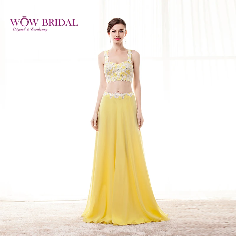 

Wowbridal молодежное платье из двух частей 2021 на тонких бретельках без бретелек с вышивкой Аппликация тафта трапециевидной формы с оборками длинное официальное платье для вечеринки