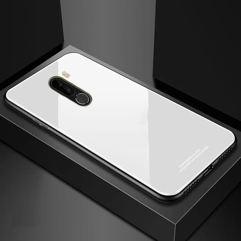 white Роскошный стеклянный чехол SemgCeKen mi rror для xiaomi mi pocophone F1 poco F 1, силиконовый чехол для телефона, футляр ТПУ - Цвет: white