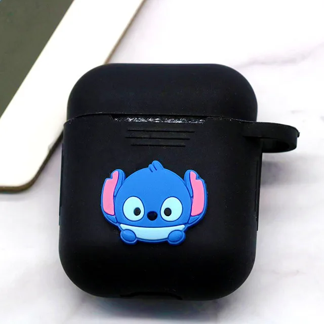 black stitch Милый мультяшный беспроводной Чехол для наушников для Apple AirPods 2 Силиконовый чехол для зарядки наушников Защитный чехол для AirPods - Цвет: black stitch