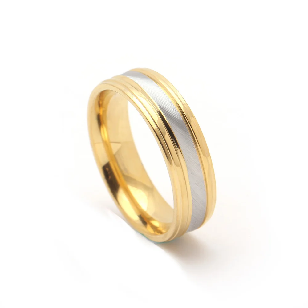 

Fashion Brand Unique 6mm Width Mixed Gold Color Eternity Finger Rings For Men Wedding Bands Jewelry 316 Stainless Steel Rings