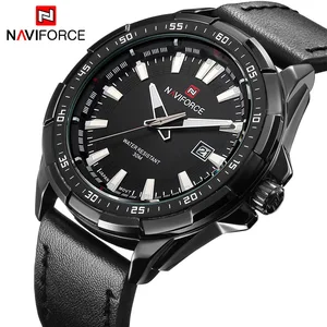 NAVIFORCE модные повседневные спортивные мужские часы Мужские кварцевые часы с датой мужские кожаный ремешок армейские военные наручные часы