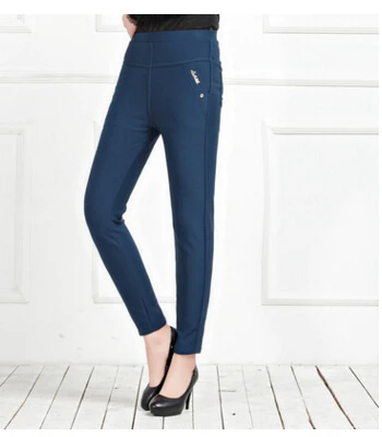 

xl-2xl Nice Fashion Full Length Elastic Waist Candy Color Plus Size Women Jeans Solid Cotton Denim Pencil Pants Legging Trousers