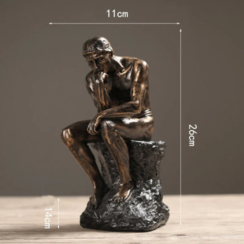gold Rodin the Thinker статуя и скульптура Изобразительное искусство мужская фигура в Стиле Ню европейские, полимерные статуэтки комната домашнее украшение для подарков TS016 - Цвет: gold