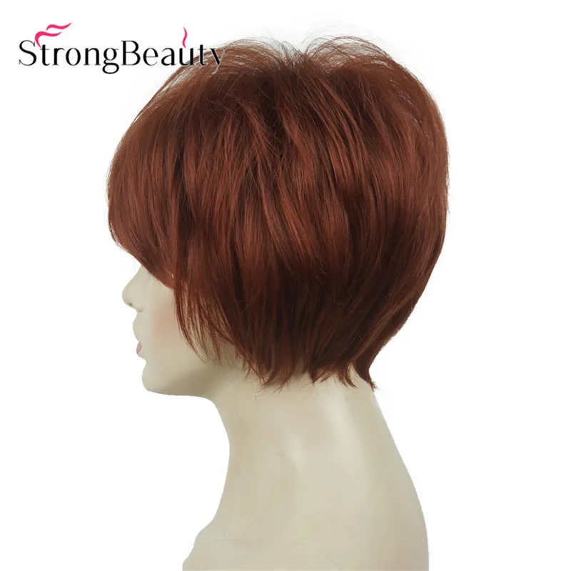 StrongBeauty короткие прямые парики мягкие волосы слоистые локоны Омбре блонд/Красный синтетический парик