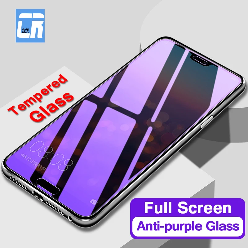 Защитное стекло DCR закаленное фиолетового цвета для Huawei Mate 20 10 P30 Lite Y6 Y9 P Smart