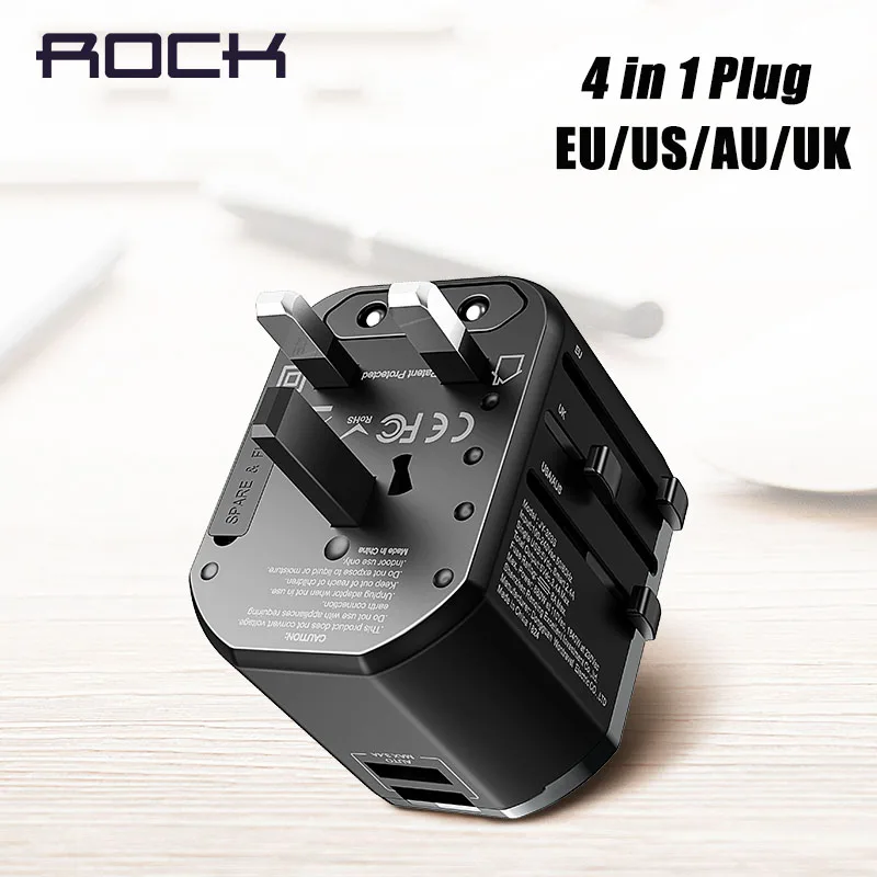ROCK мультифункциональная USB зарядка для ЕС США Великобритании Австралии usb