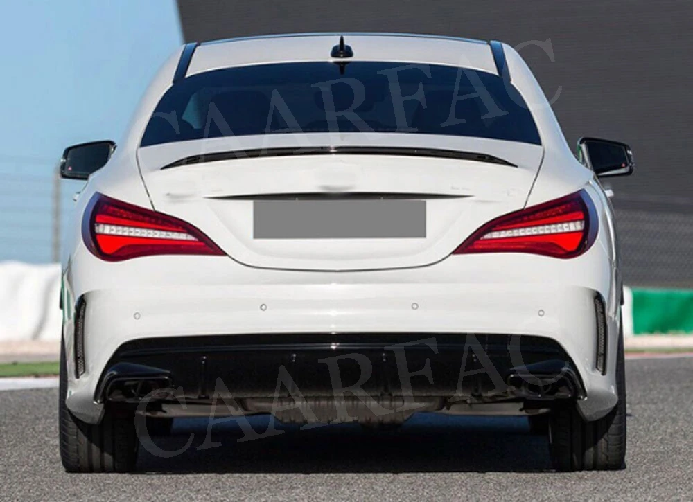 Задний спойлер с выхлопными наконечниками для Mercedes cla Class W117 cl260 CLA45 2013- PP плавники Акула Стиль рассеивающая пластина