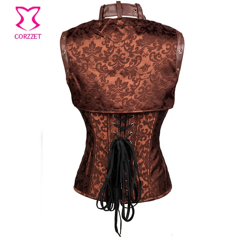 Женские корсеты на молнии коричневые Корсеты в стиле стимпанк готический корсет