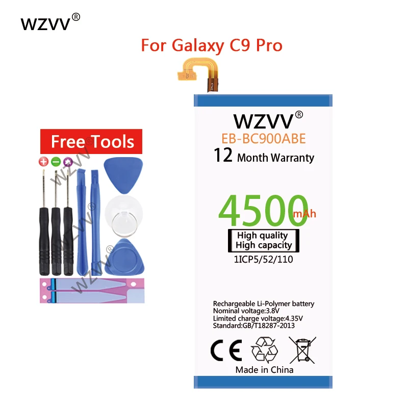 Wvzz 4500 мАч батарея EB BC900ABE для samsung Galaxy C9 Pro Duos/SM C9000 SM C9008 C900F C900Y подлинные
