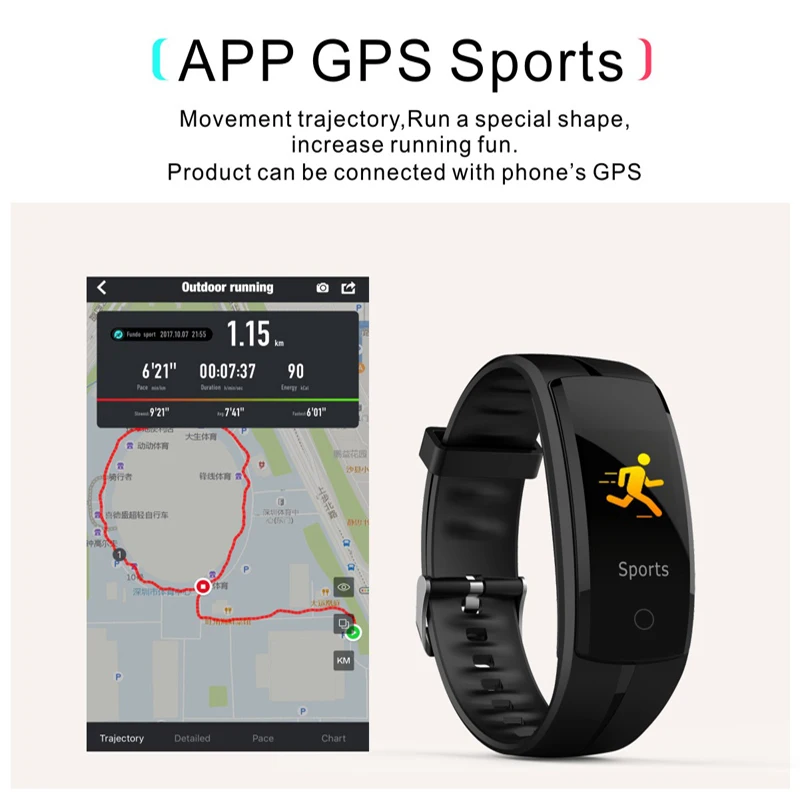 QS100 Монитор артериального давления пульса GPS приложение спортивный трекер для