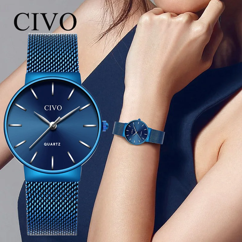 CIVO Модные Роскошные Кварцевые женские часы, женские спортивные часы, водонепроницаемые стальные повседневные часы Montre Homme женские часы