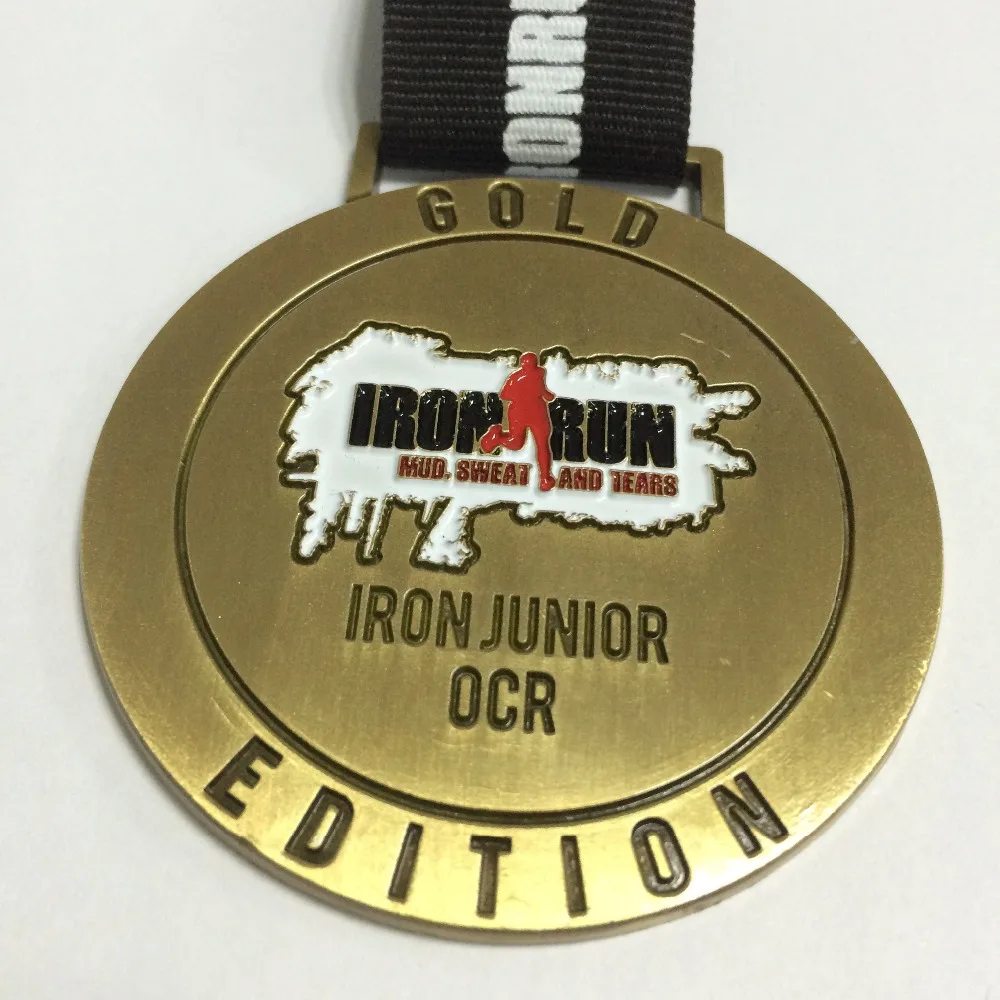 

custom running medal 5k medal in inverted triangle shape for finisher medal with stock ribbon-100pcs