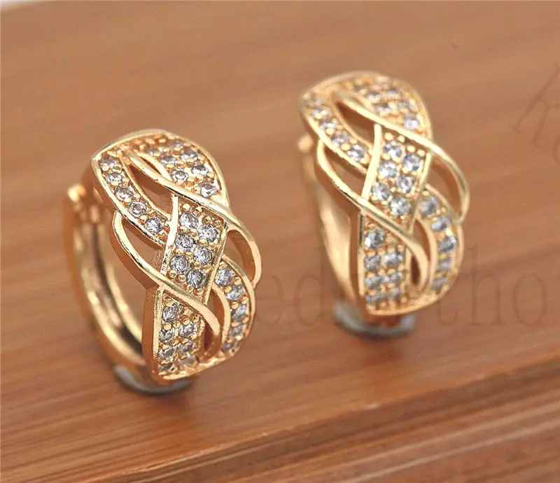 Gold Новые массивные серьги-кольца для женщин, золотой цвет, Вращающийся крест, серьги с цирконием, роскошные ювелирные изделия для свадьбы, Подарок на годовщину - Окраска металла: Gold