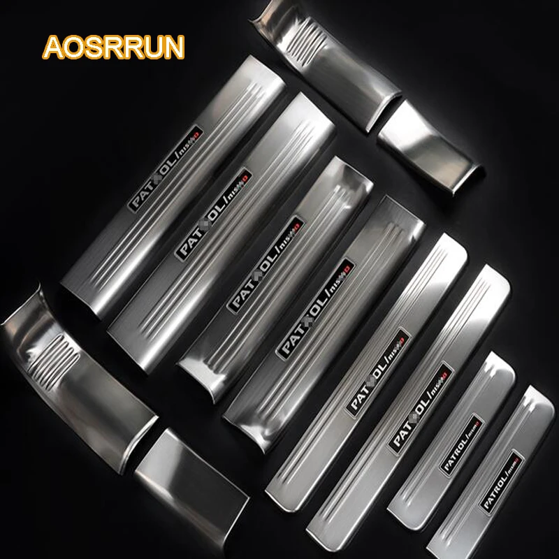 AOSRRUN из нержавеющей стали Накладка на порог светодиодный автомобильные