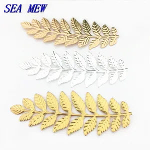 10 шт. 89*32 мм модная металлическая филигрань соединители листьев золотой цвет серебра талисман для изготовления ювелирных изделий