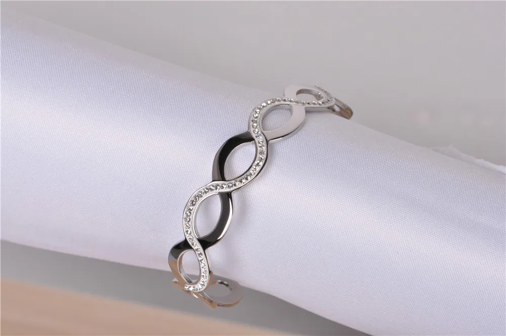 Новый браслет из нержавеющей стали с кристаллами и мозаикой титановой Браслет