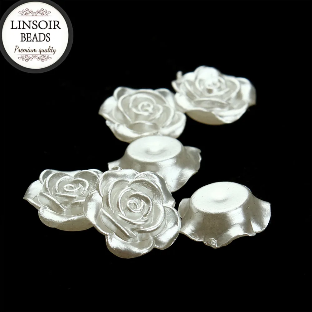

LINSOIR 100pcs 12mm Flower Simulated Half Pearl Beads Decoration Crafts Flat Back Cabochon Beads DIY Jewelry Making F1571