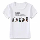 Детская одежда, футболка, забавная Футболка с принтом супер души, Марио, Темные души, для мальчиков и девочек