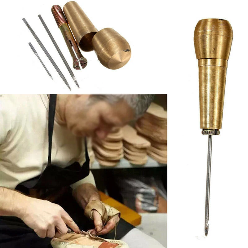4Pcs Tools Needles Canvas Leather Sewing Awl Hand Stitcher Kit Tools For Shoes Repair Canvas Leather Tent Leather Craft Needle