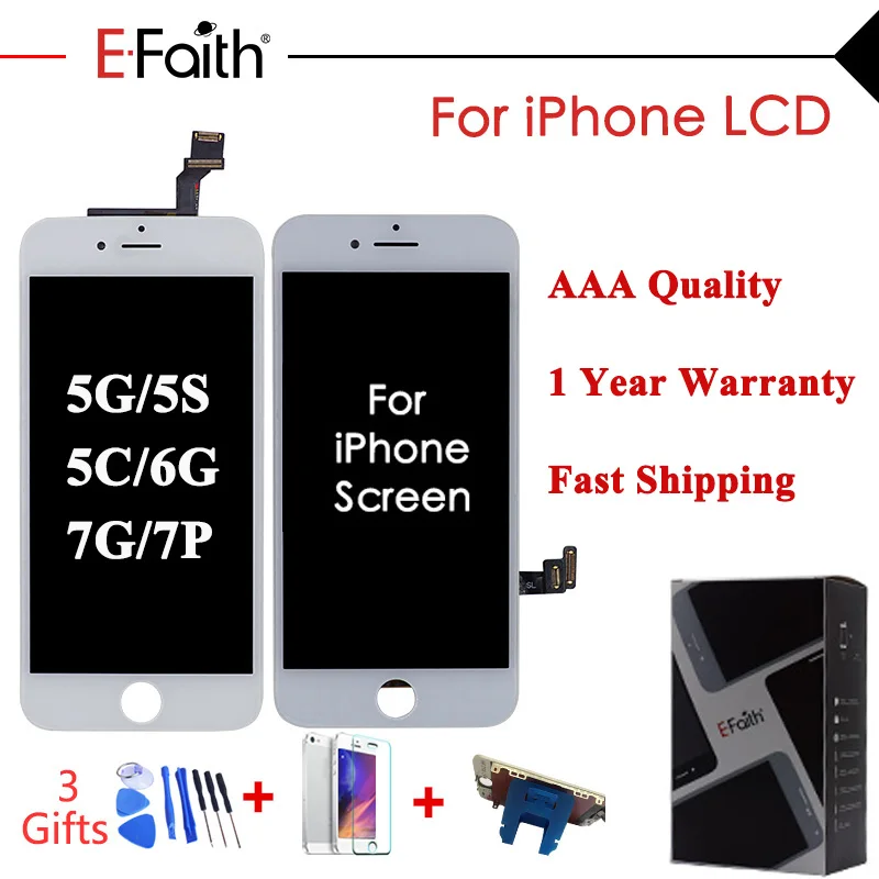 ЖК дисплей EFaith AAA для IPhone 5 5S 5C SE 6 6P 6splus 7 8No Dead Pixel сенсорный экран с бесплатными