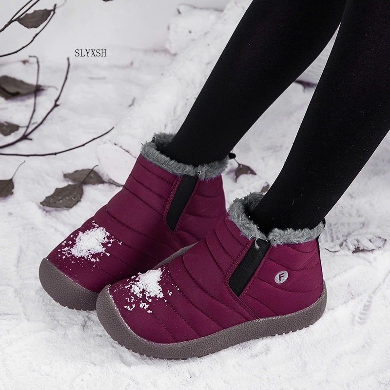 

SLYXSH Winter Warm Kids Shoes Fashion Waterproof rubber boots For Girls Boys Snow Boots For Children Shoes