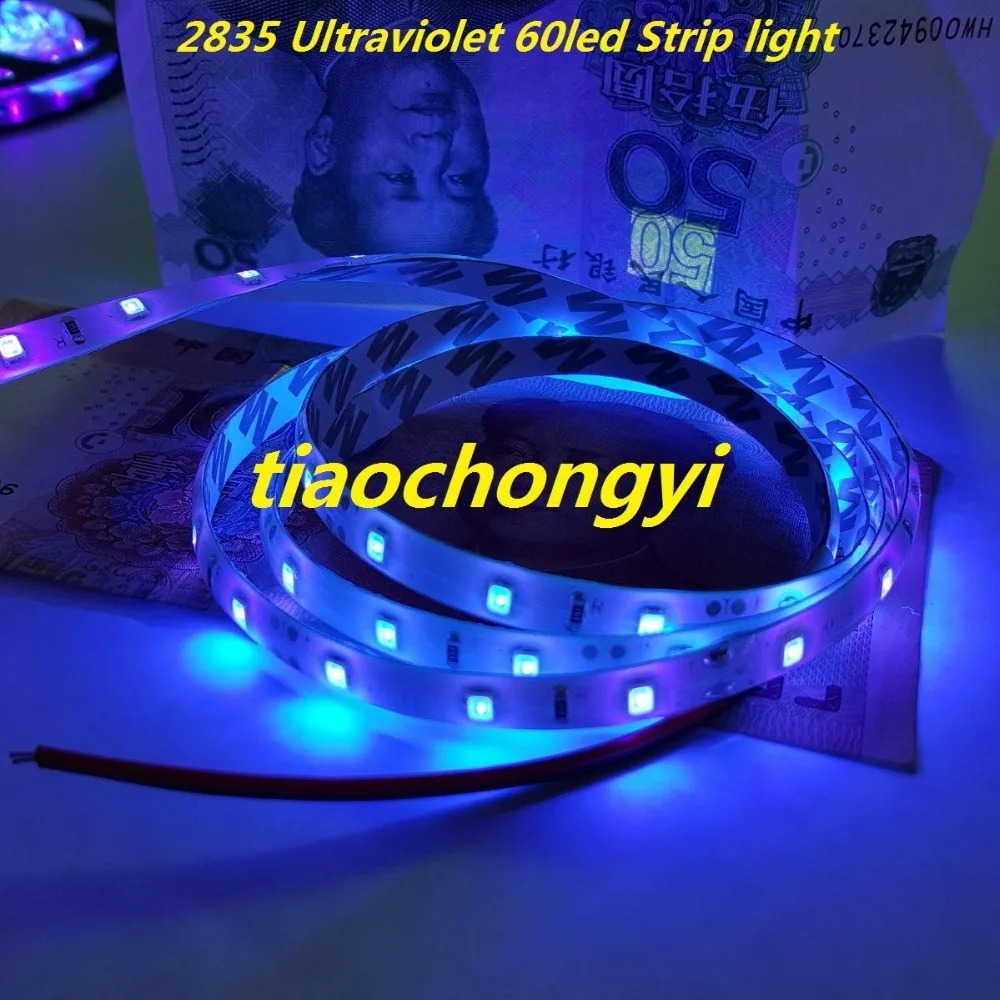 1 м DC12V 2835 395 405nm Ультрафиолетовый водонепроницаемый 60led лента черная светильник|tape