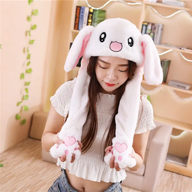 rabbit 1 1 шт. 60 см забавная стежка Пикачу Кролик Плюшевая Игрушка мягкая шапка с наполнителем с ушками движущаяся плюшевая креативная игрушка шапка кукла милый подарок на день рождения - Цвет: rabbit 1