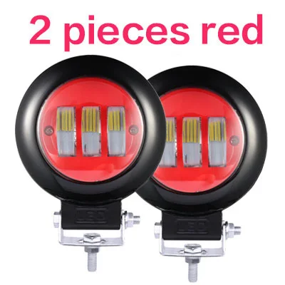 2 pcs Circle Red Gzkafolee luces led para Автомобильный светодиодный рабочий светильник 12 в 24 в 30 Вт 6000 К внедорожный бар ATV yacht 4x4 - Цвет: 2 pcs Circle Red