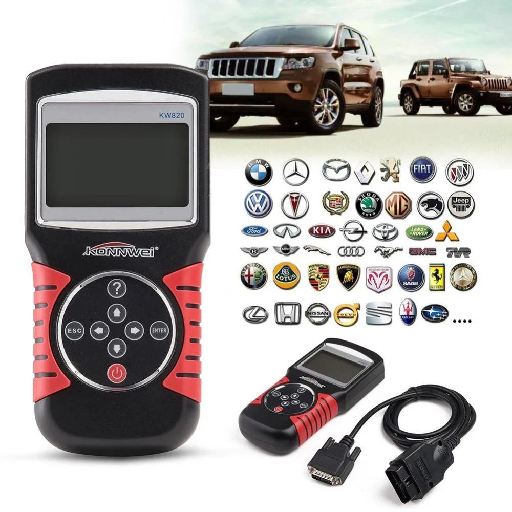 Сканер кодов ошибок для автомобилей KW820 OBDII EOBD диагностический сканер OBD2