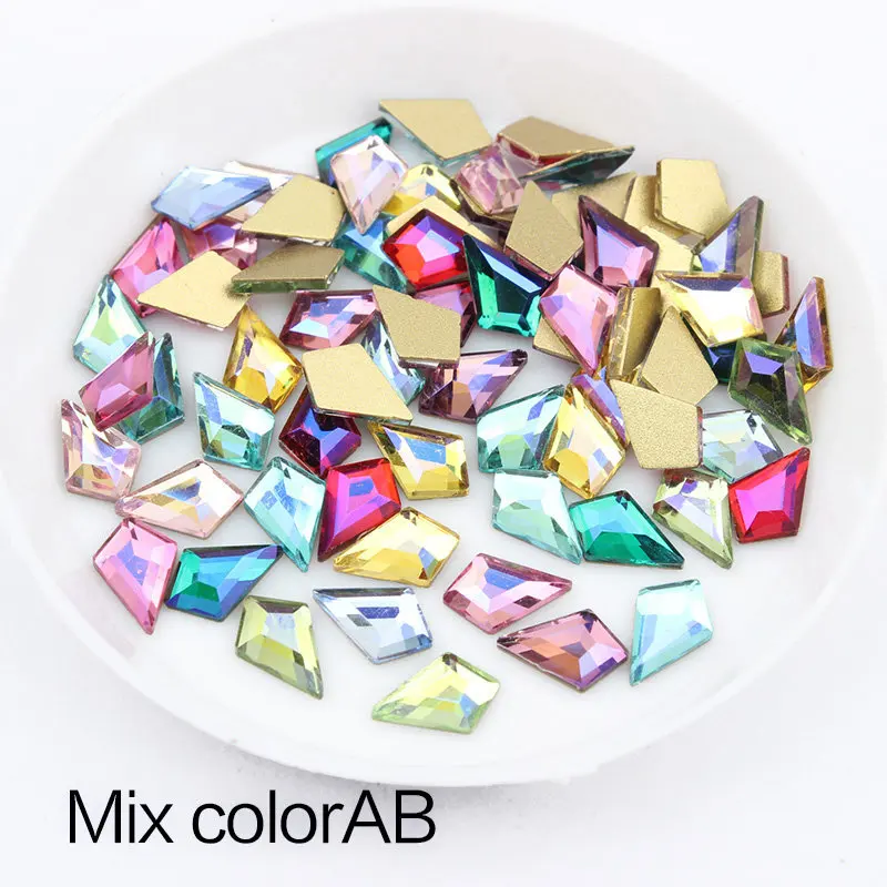 Mix Color AB Новинка 5,5x8 мм Красочные Стразы для ногтей AB блестящие ногти кристаллы золото с плоским основанием, для ногтей украшения для ногтей аксессуары для ногтей - Цвет: Mix Color AB