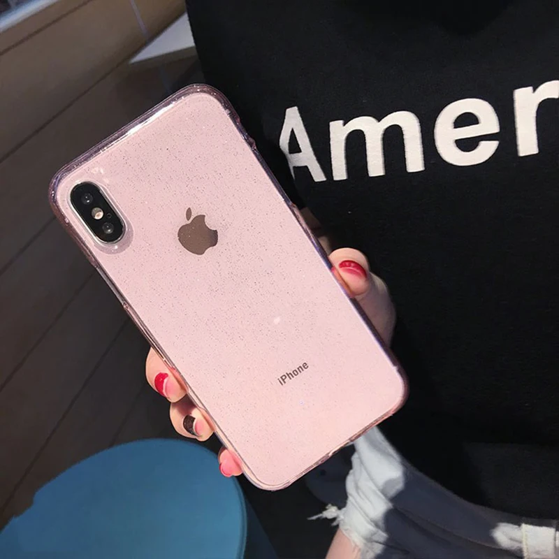 Модный Блестящий Прозрачный чехол из ТПУ для телефона iPhone X XS XR Max 6 6S Plus 7 8
