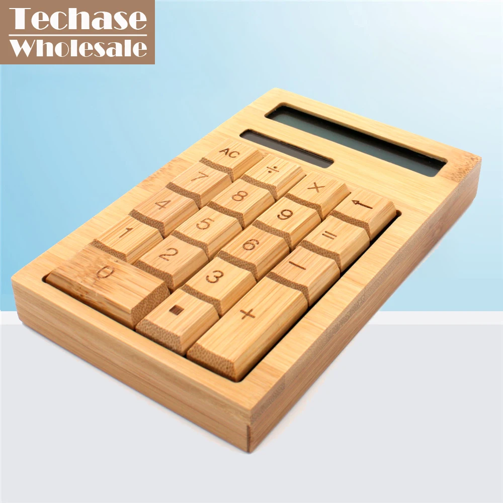 Оптовая продажа калькулятор на солнечной батарее 72 шт./лот 12 цифр бамбуковый