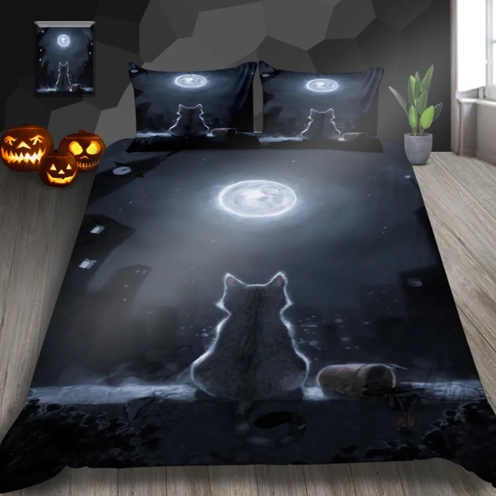 

Thumbedding Red Bedding Sets Halloween Design Cartoon 3D Duvet Cover Digital Printing Home Festival Decoration Bed Set 3pcs