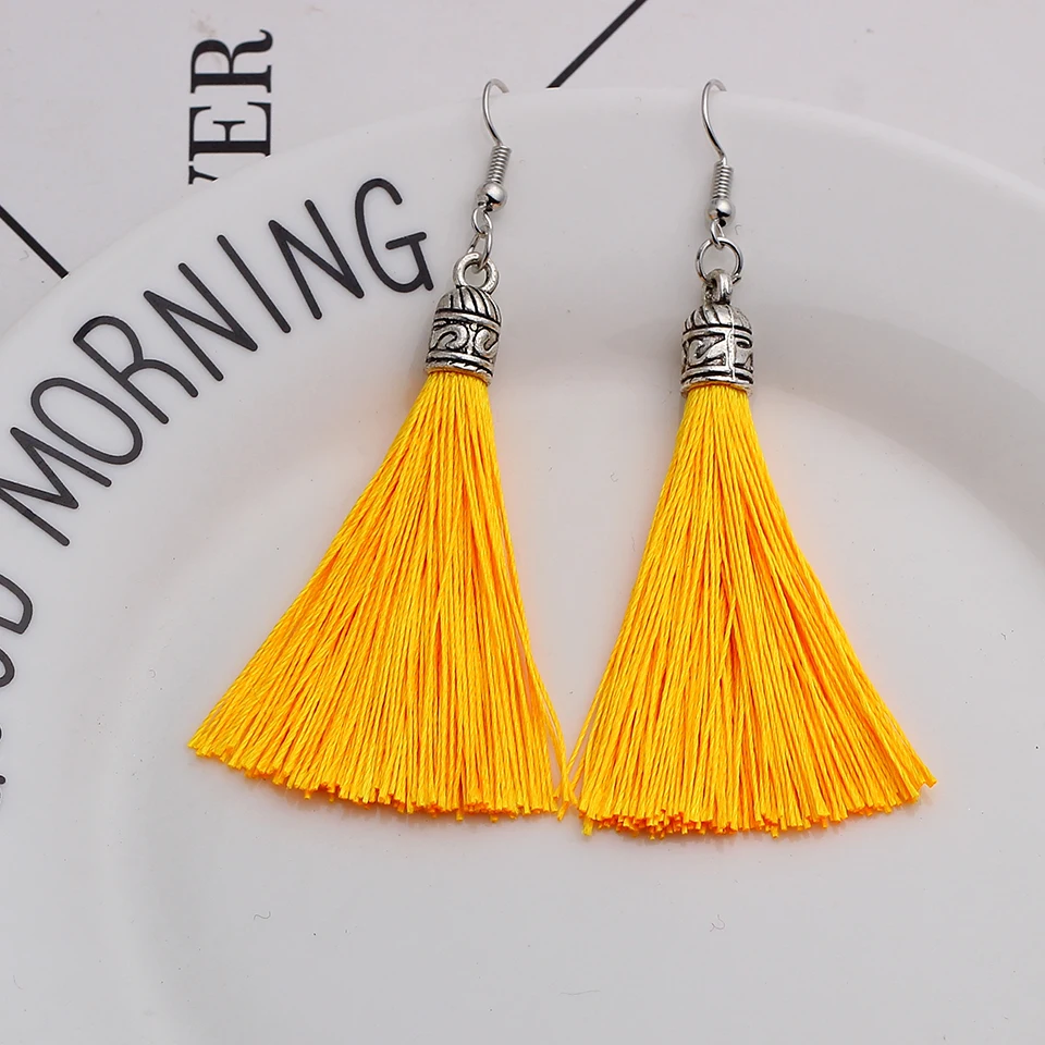 Qtian сережки с кисточками Boho pendientes mujer moda длинные серьги для женщин винтажные Висячие свадебные серьги, ювелирные изделия oorbellen