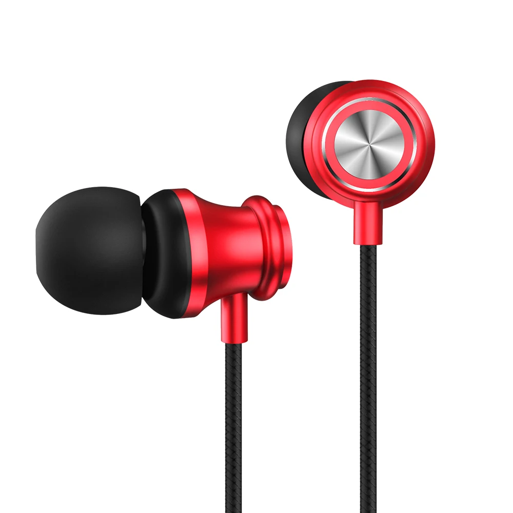 TOPK F08 бас наушники в уши спортивные наушники с микрофоном для iPhone Xiaomi samsung huawei htc гарнитура 3,5 мм разъем проводные наушники - Цвет: Red