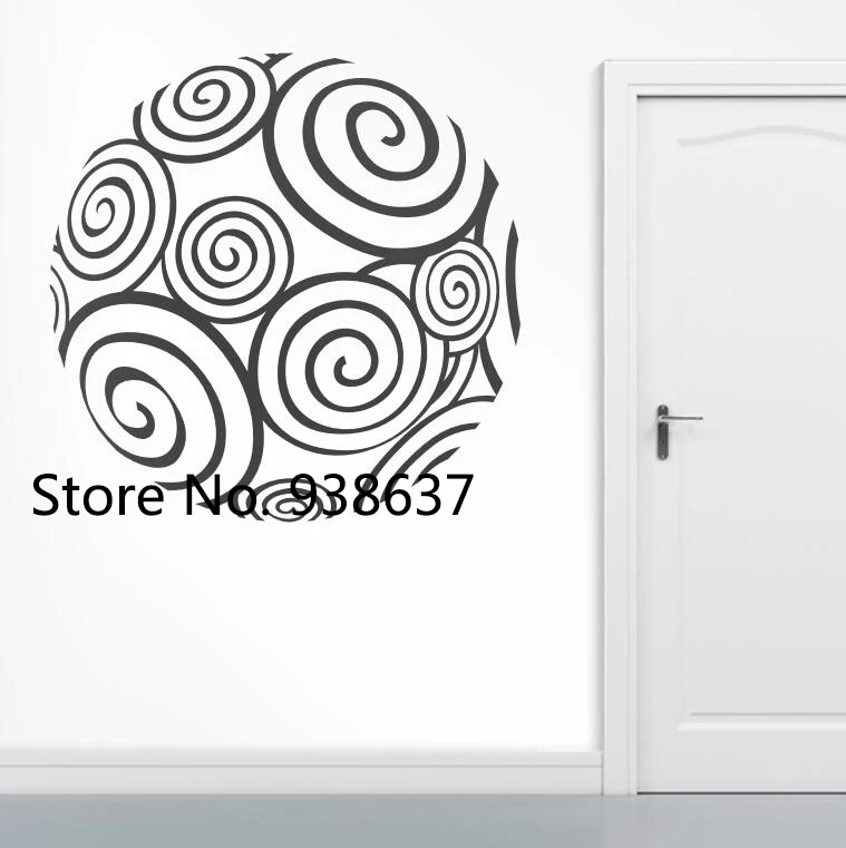 

New Arrival Wall Decor Decals Rounded Spiral Vinyl Wall Stickers Creative Art Sticker Living Room Bedroom Office Decorate ZB074