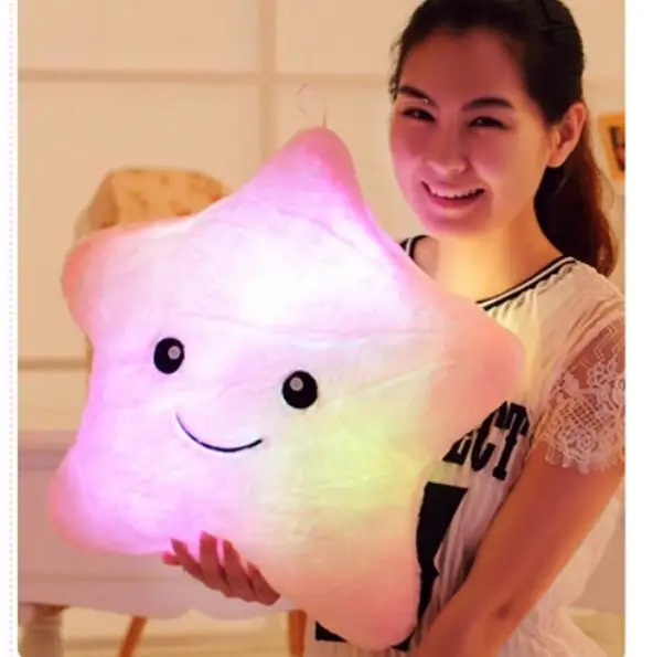 Горячая плюшевые игрушки мягкие детские игрушки kawaii подушка/Подушка Улыбающееся освещение звезда Прекрасный Светящийся подарок - Цвет: Розовый
