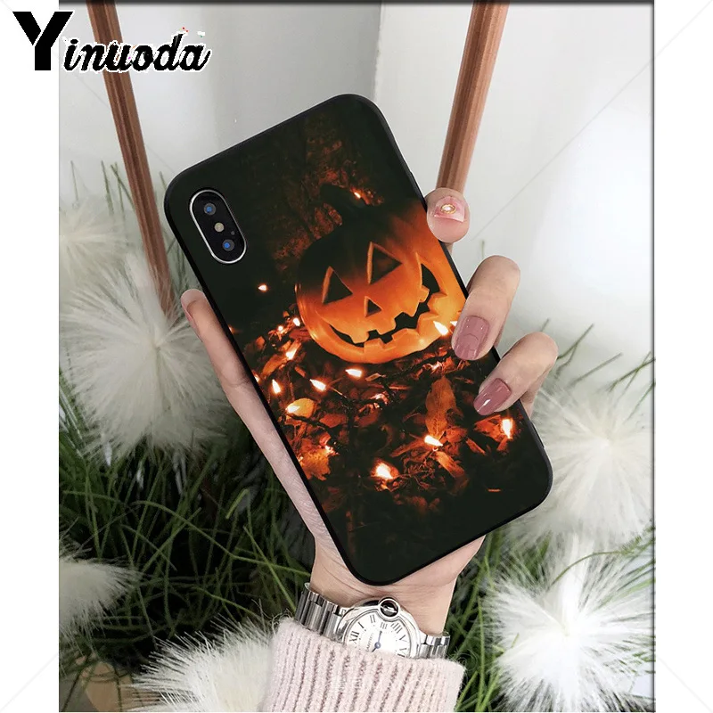 Yinuoda чехол для телефона на Хэллоуин тыква черный мягкий из ТПУ iPhone 6S 6plus 7 7plus 8Plus X Xs