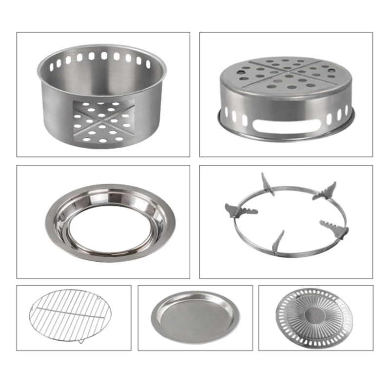 KA18 Multi-Purpose Fuel Stove Foldable Outdoor Firewoods Coal Camping Barbecue String Stew Whole Set Description of | Спорт и