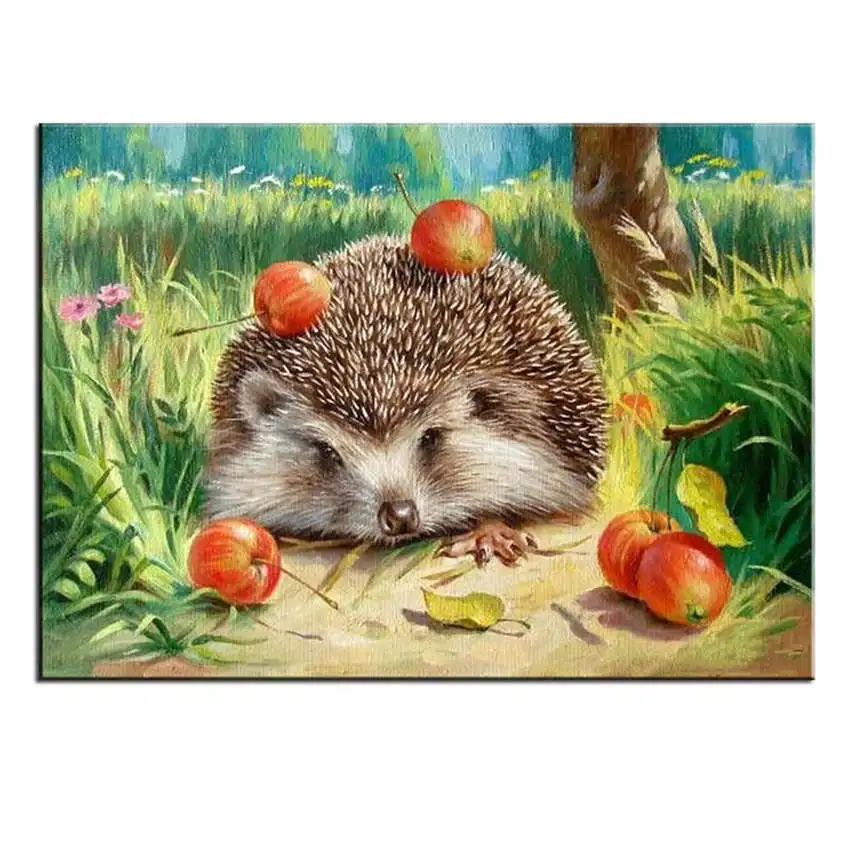 Hedgehog Painting 1 DIY Рисование на холсте для украшения стен, краска по номерам 40x50 см, спортивный автомобиль, набор для рисования цифр для взрослых - Цвет: Hedgehog Painting 1