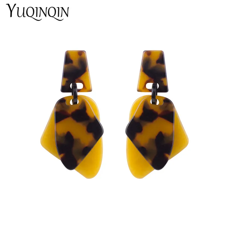 Vintage Long Acrylic Acetic Resin Earrings for Women 2019 Big Geometric Dangle Drop Earings Girls Fashion Jewelry New Brinco | Украшения и