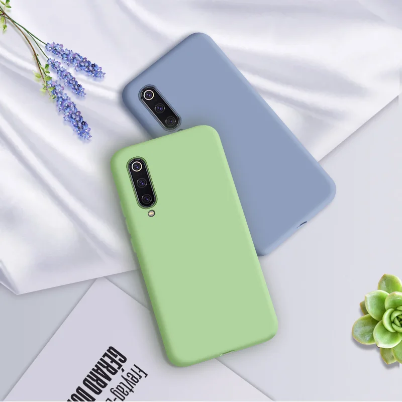 Чехол для xiaomi mi 9 se мягкая задняя крышка из жидкого силикона однотонный чехол