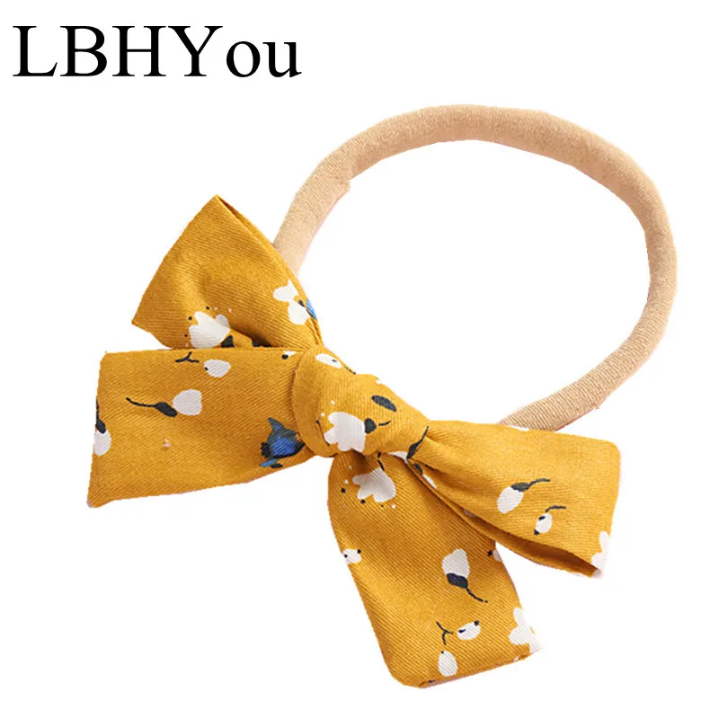 Нейлоновые повязки на голову с бантом для маленьких девочек тканевые обручи