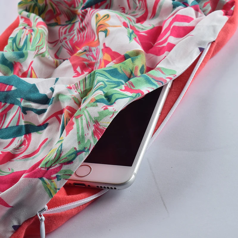 Женский шарф с цветочным узором Infinity белым карманом на молнии шарфы для поездок