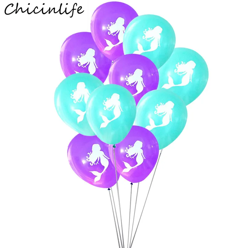 Chicinlife 10 ⑤ уп. синий/фиолетовый/смешанный цвет латексные воздушные шары русалки